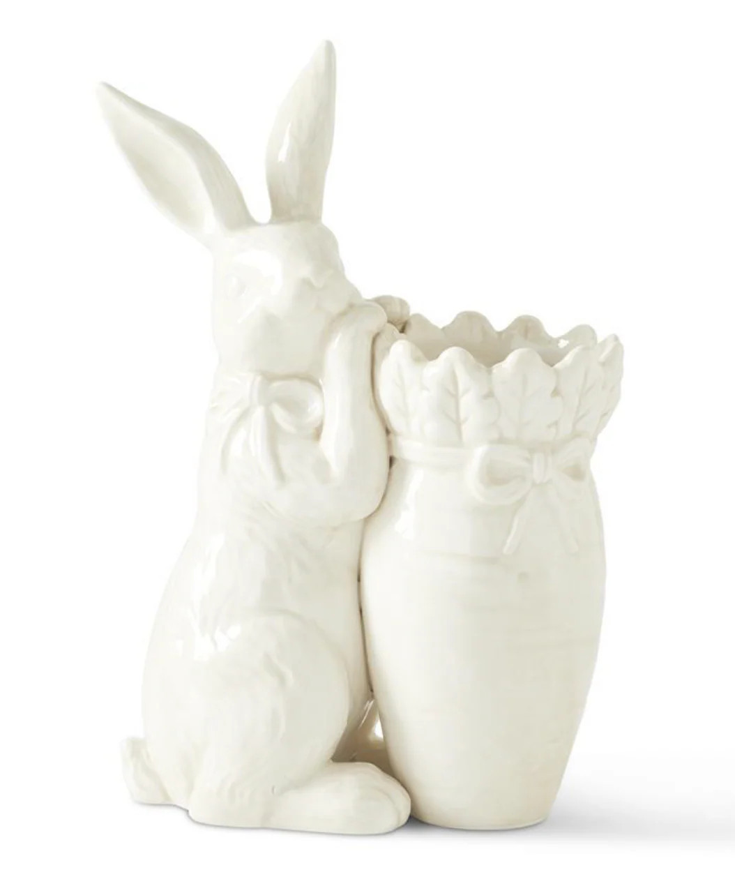 Antiqued White Bunny with Carrot Vase | MJHome