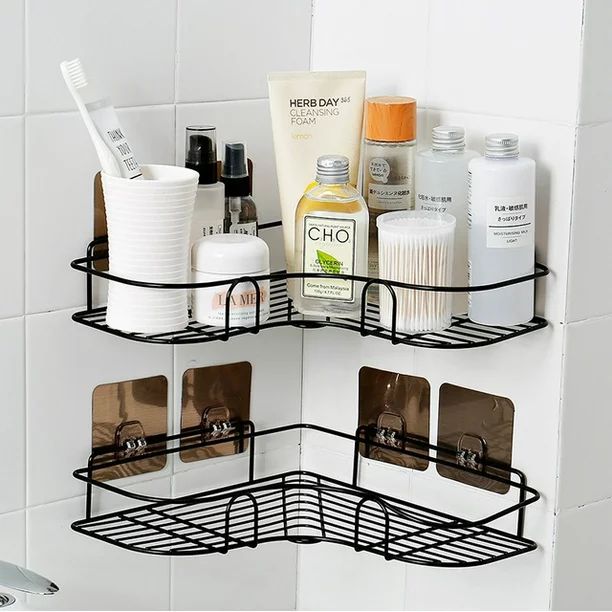 Adhesive Bathroom Corner Shower Shelf Corner Shower Caddy Stainless Steel Shower Storage Organize... | Walmart (US)