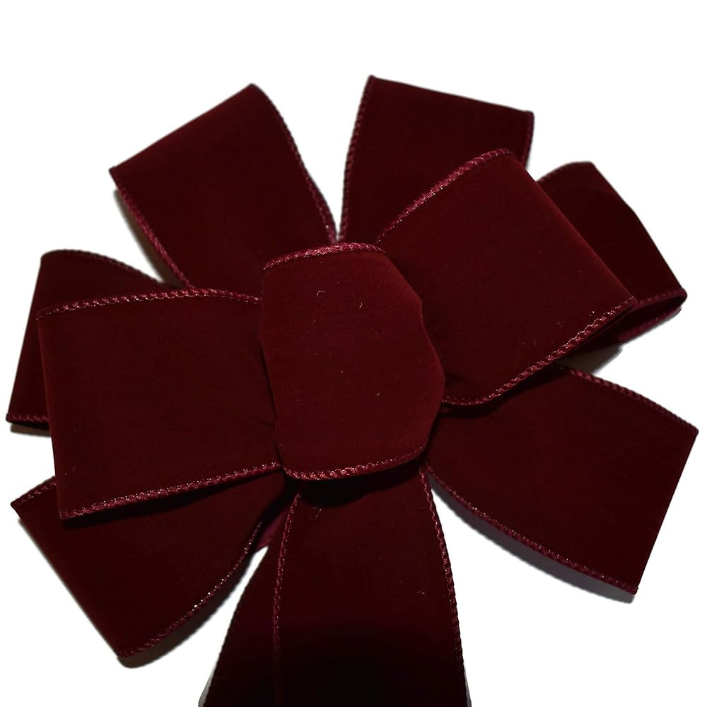 Large 10" Wired Burgundy Velvet Outdoor Wreath Bows | Amazon (US)