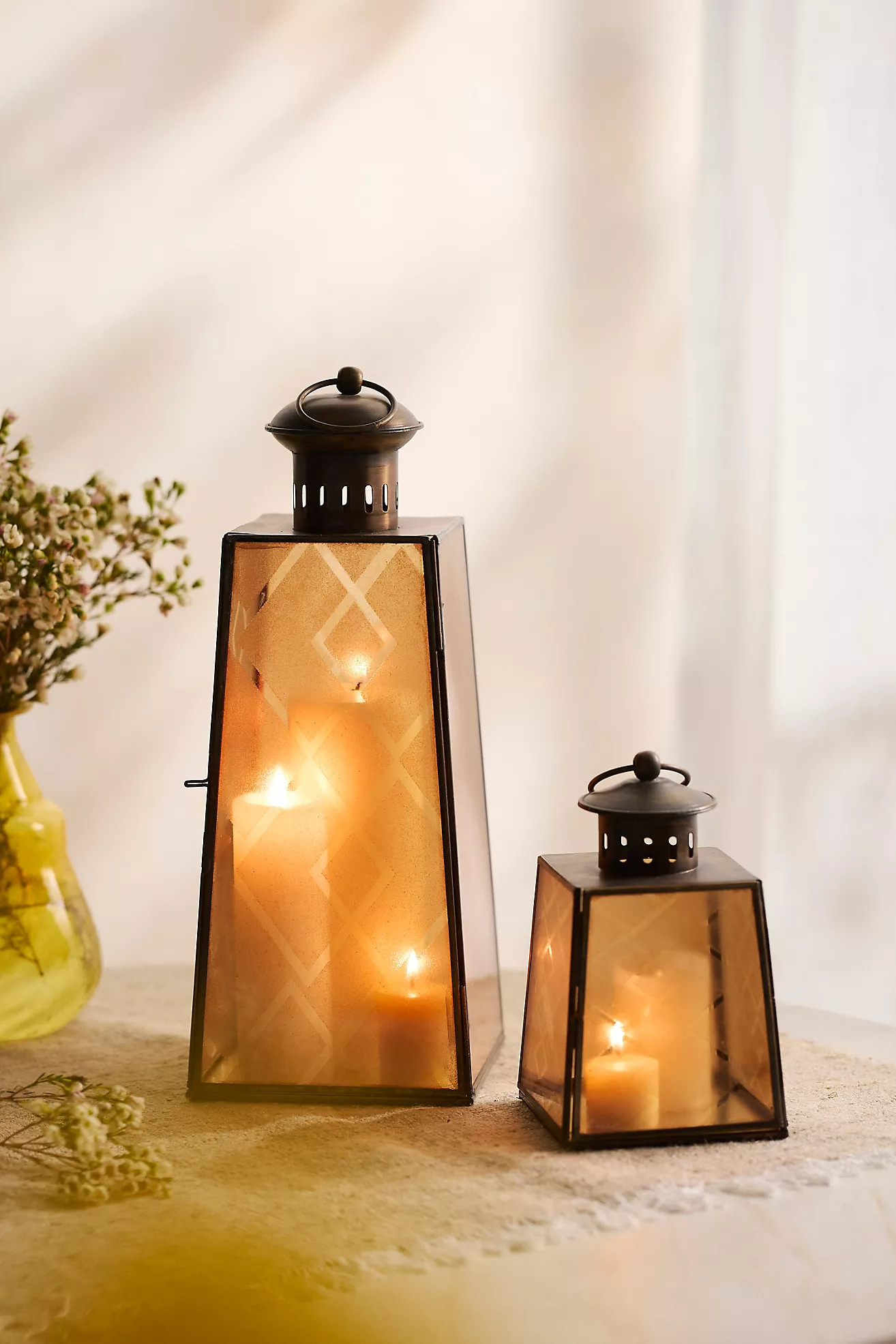 Etched Glass Pyramid Lantern | Anthropologie (US)
