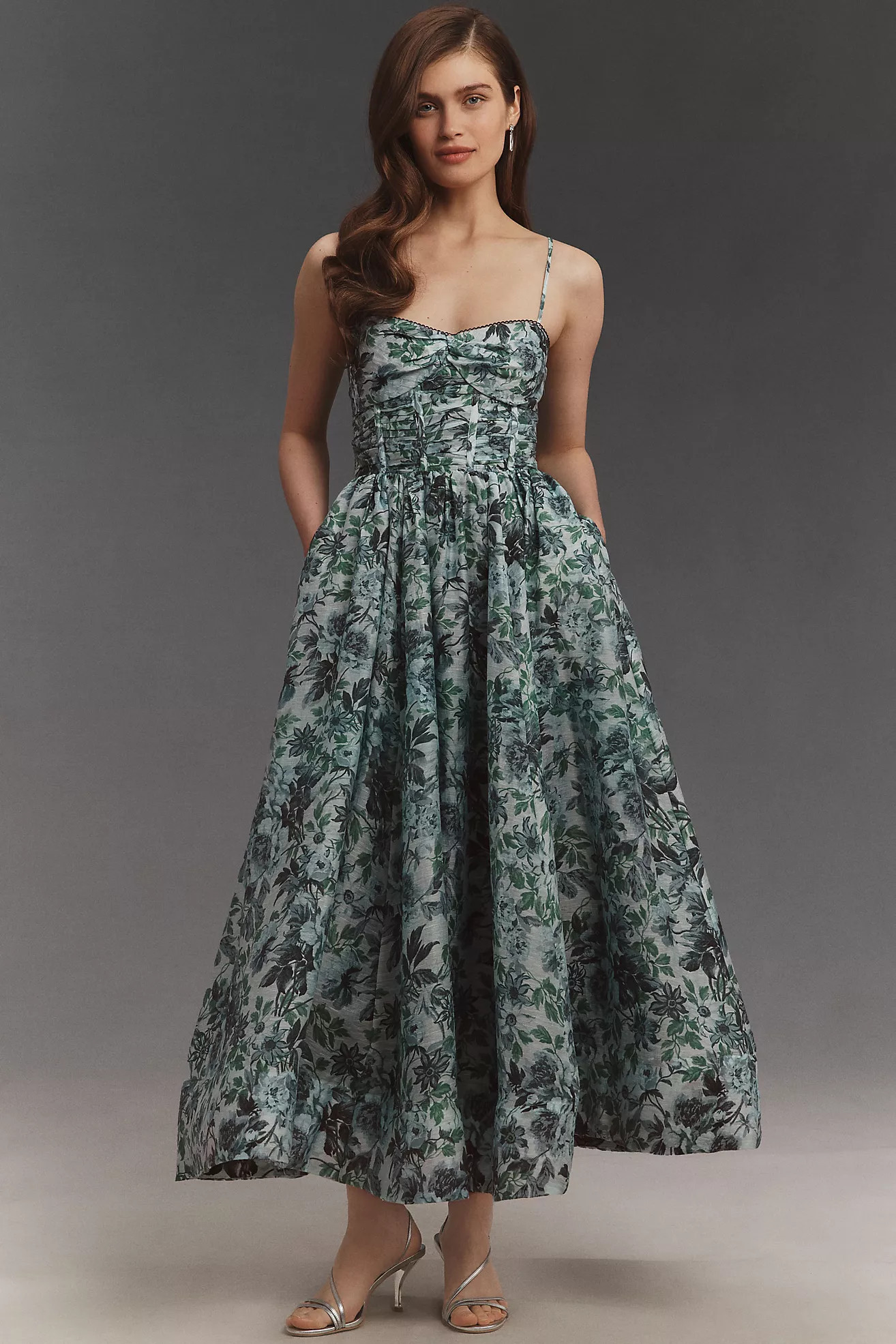 BHLDN Floral Bustier Midi Dress | Anthropologie (US)