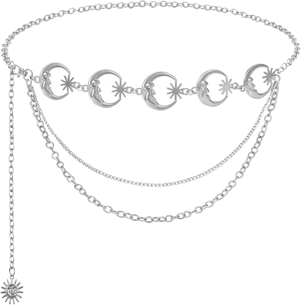 FIORETTO Chain Belt for Women Metal Waist Chain Fashion Multilayer Chain Belts for Dress | Amazon (US)