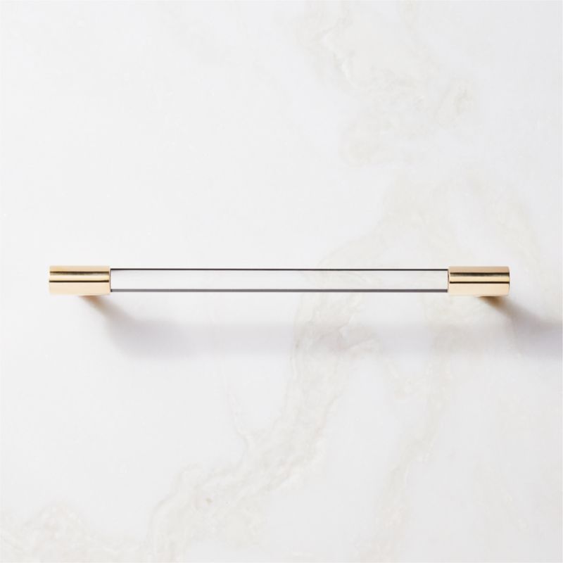 Flynn Polished Unlacquered Brass and Crystal Handle 8" + Reviews | CB2 | CB2