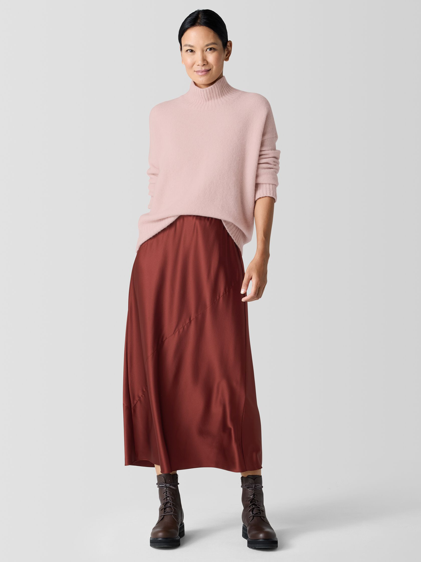 Stretch Silk Charmeuse Bias Skirt | Eileen Fisher