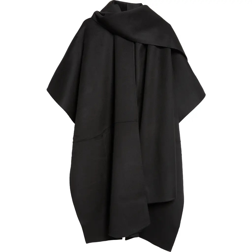TOTEME Double Face Wool Scarf Coat in Black at Nordstrom, Size Medium | Nordstrom