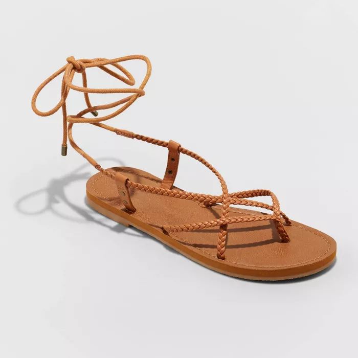 Women's Tegan Braided Lace Up Sandals - Universal Thread™ Cognac | Target