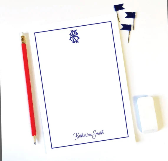Monogrammed notepad, Personalized notepad, Vintage monogram, Custom notepad, Personalized gift id... | Etsy (US)