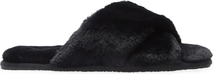 Mae Cross Strap Faux Fur Slipper | Nordstrom