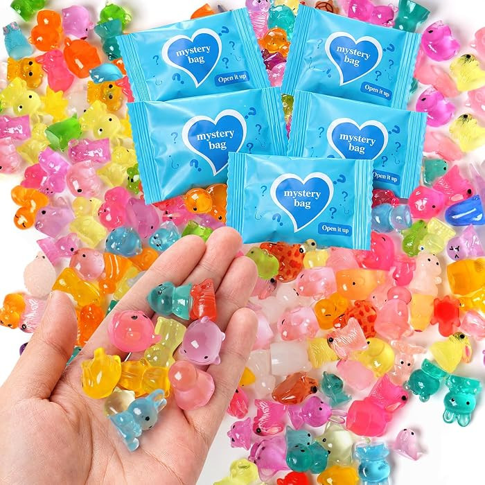 100pcs Luminous Mini Resin Animals, Resin Animals Mystery Bags, Mini Duck Blind Bags Toys, Glow i... | Amazon (US)