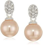 Anne Klein Women's Pink Pearl Post Drop Earrings, Pink | Amazon (US)