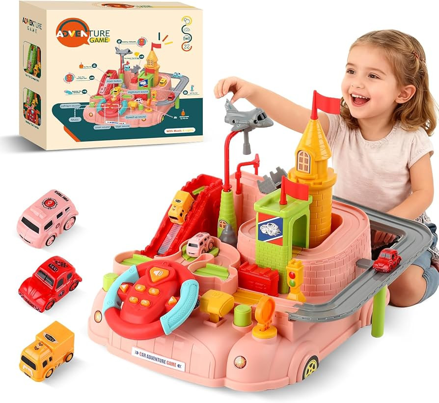 Toys for 3 4 5 6 Year Old Boys Girls, Kids Play Cars Race Cars with Sound Steering Wheel, Montess... | Amazon (US)