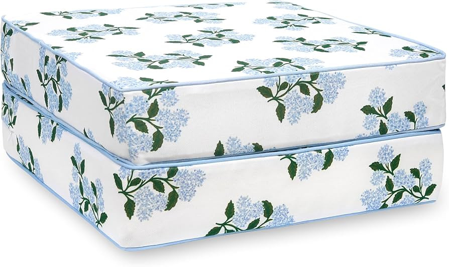 Hofdeco Premium Coastal Patio Indoor Outdoor Seat Cushion Cover Only Set of 2, 20\u201dx20\u201dx... | Amazon (US)