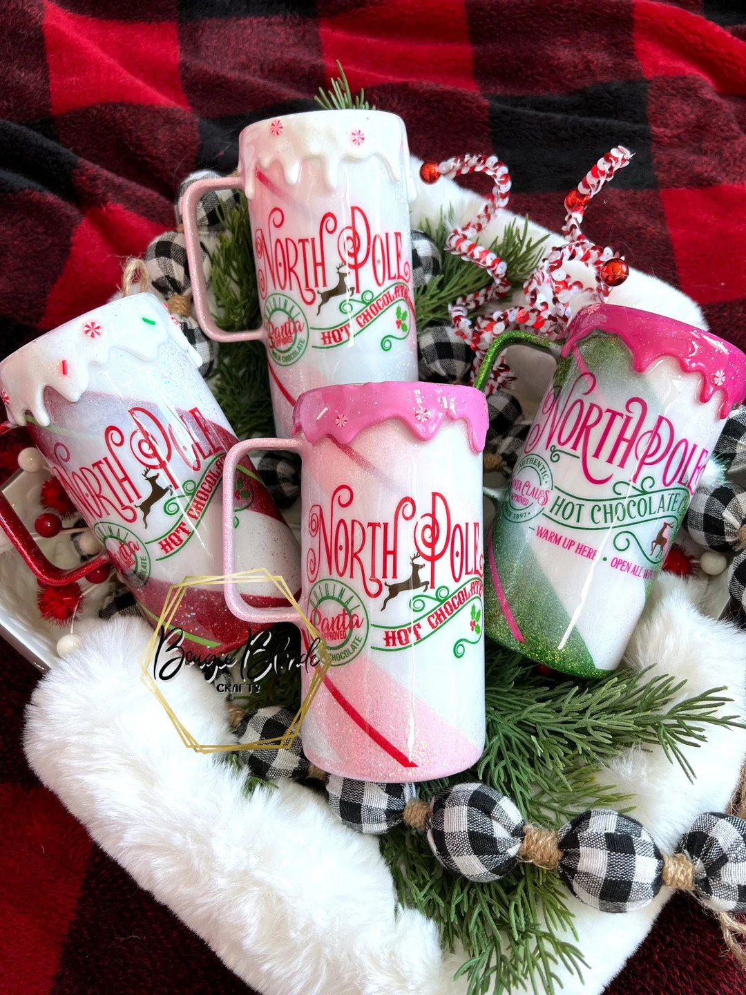 Glitter Peppermint Swirl Hot Chocolate Christmas Cup - Etsy | Etsy (US)