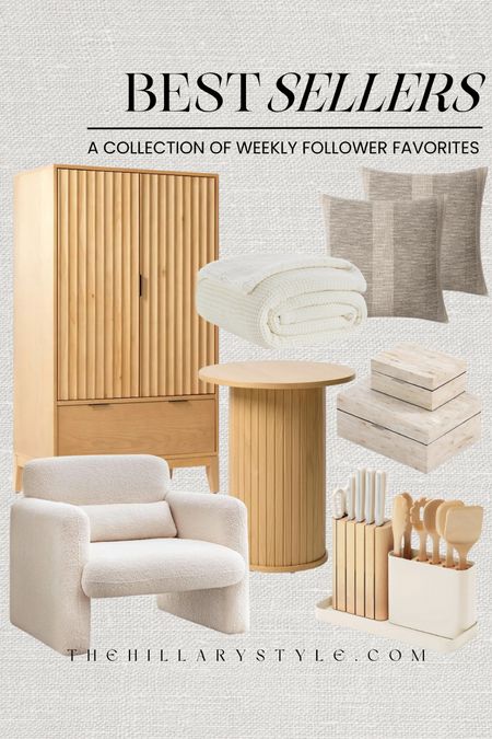 Weekly Best Sellers Home: furniture and decor from Wayfair, Target, Amazon, Walmart. Accent chair, end table, decorative boxes, throw pillows, throw blanket, wood cabinet, kitchen essentials.

#LTKHome #LTKStyleTip #LTKSeasonal