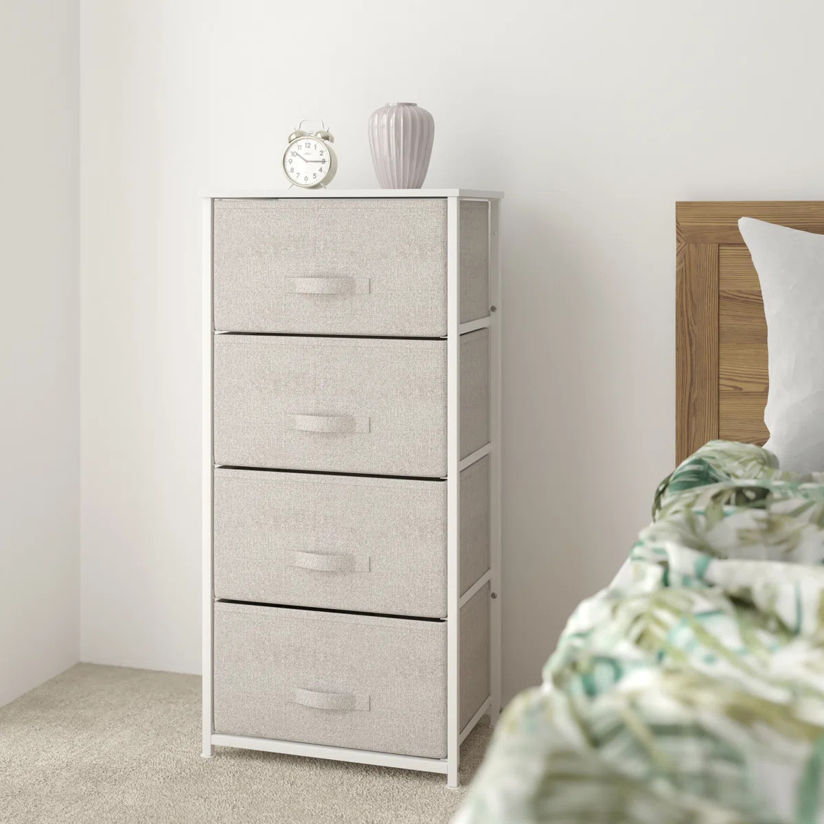 Colne 4 Drawer Vertical Storage Dresser with Wood Top & Fabric Pull Drawers | Wayfair North America