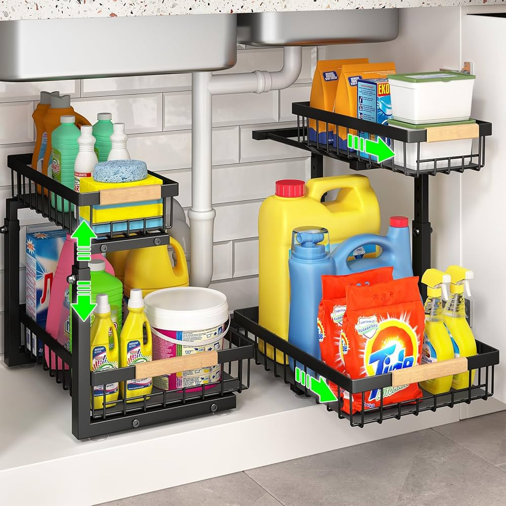 Under Sink Organizer, 2 Packs 2 Tier Under Sink Organizers and Storage, Slide out Pull out Cabine... | Amazon (CA)