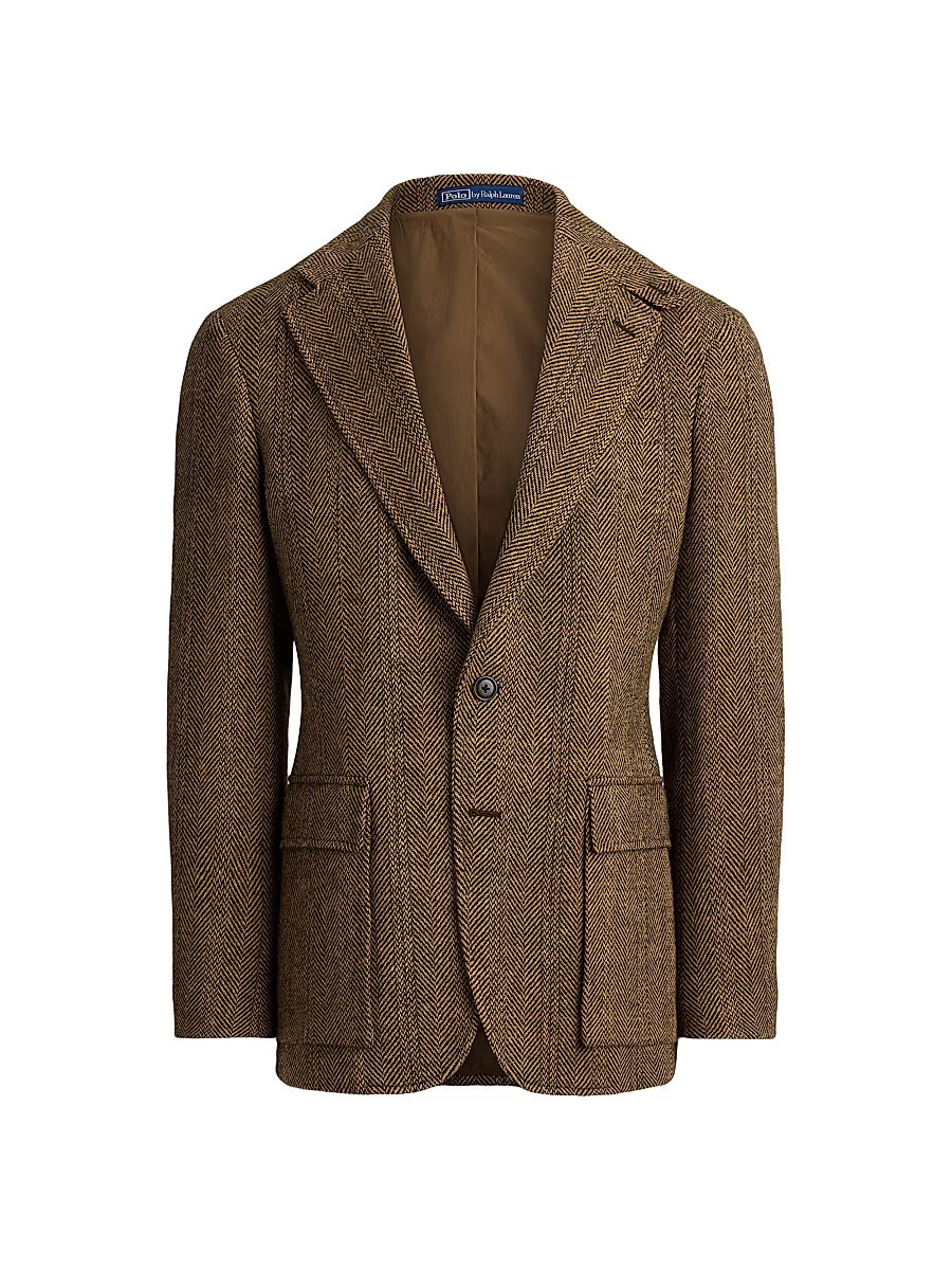 Men's Herringbone Wool-Suede Blazer - Camel Brown - Size 46 | Saks Fifth Avenue