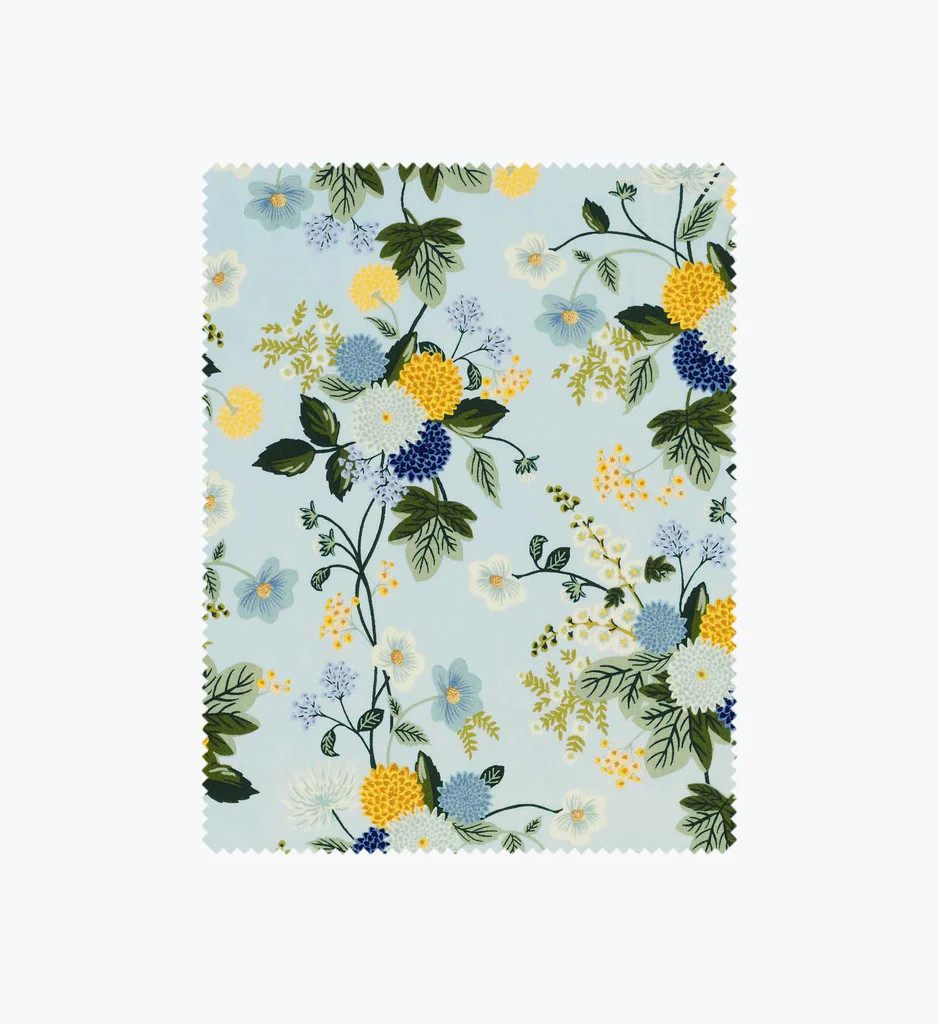 Dahlia Rayon Fabric - Blue | Rifle Paper Co.