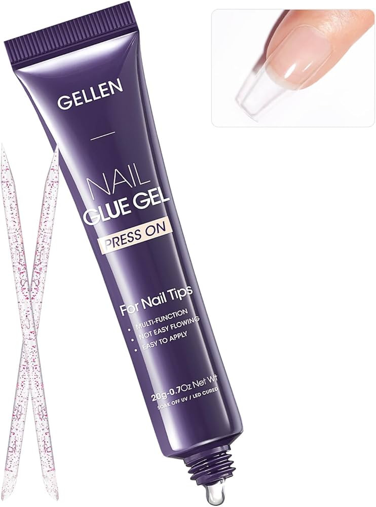 Gellen Semi Solid Nail Glue for Press ons, UV Nail Glue Gel for Nail Tips Acrylic Nails and Press... | Amazon (US)