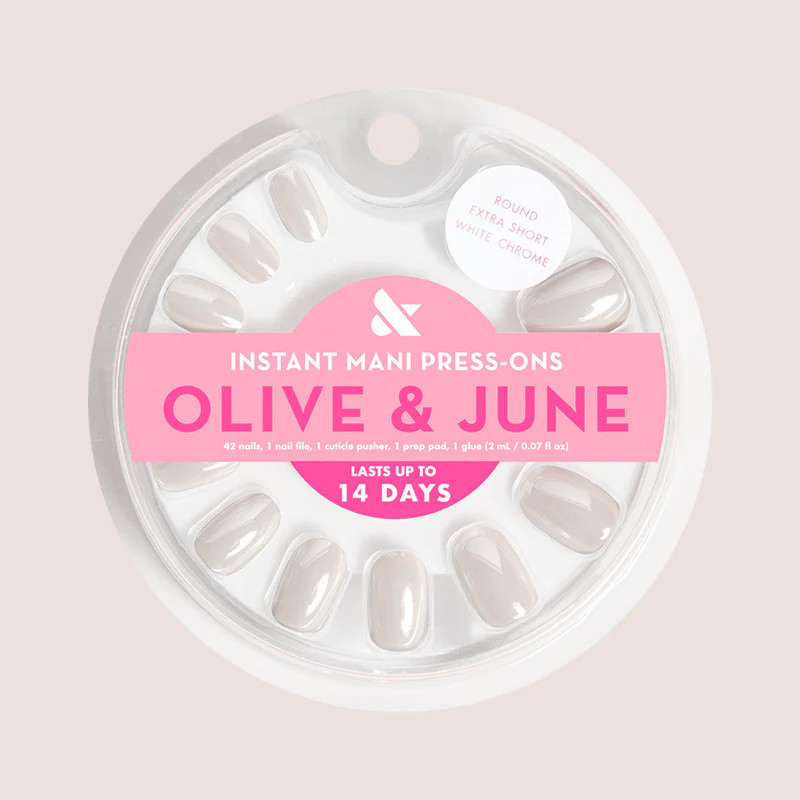 White Chrome - Press-On | Extra Short | Round | Olive & June