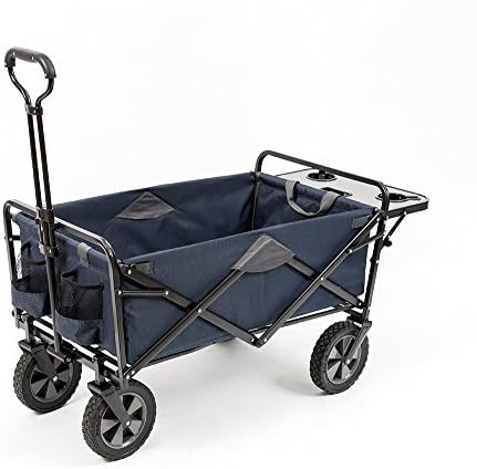Mac Sports Collapsible Outdoor Utility Wagon with Folding Table and Drink Holders, Blue | Amazon (US)