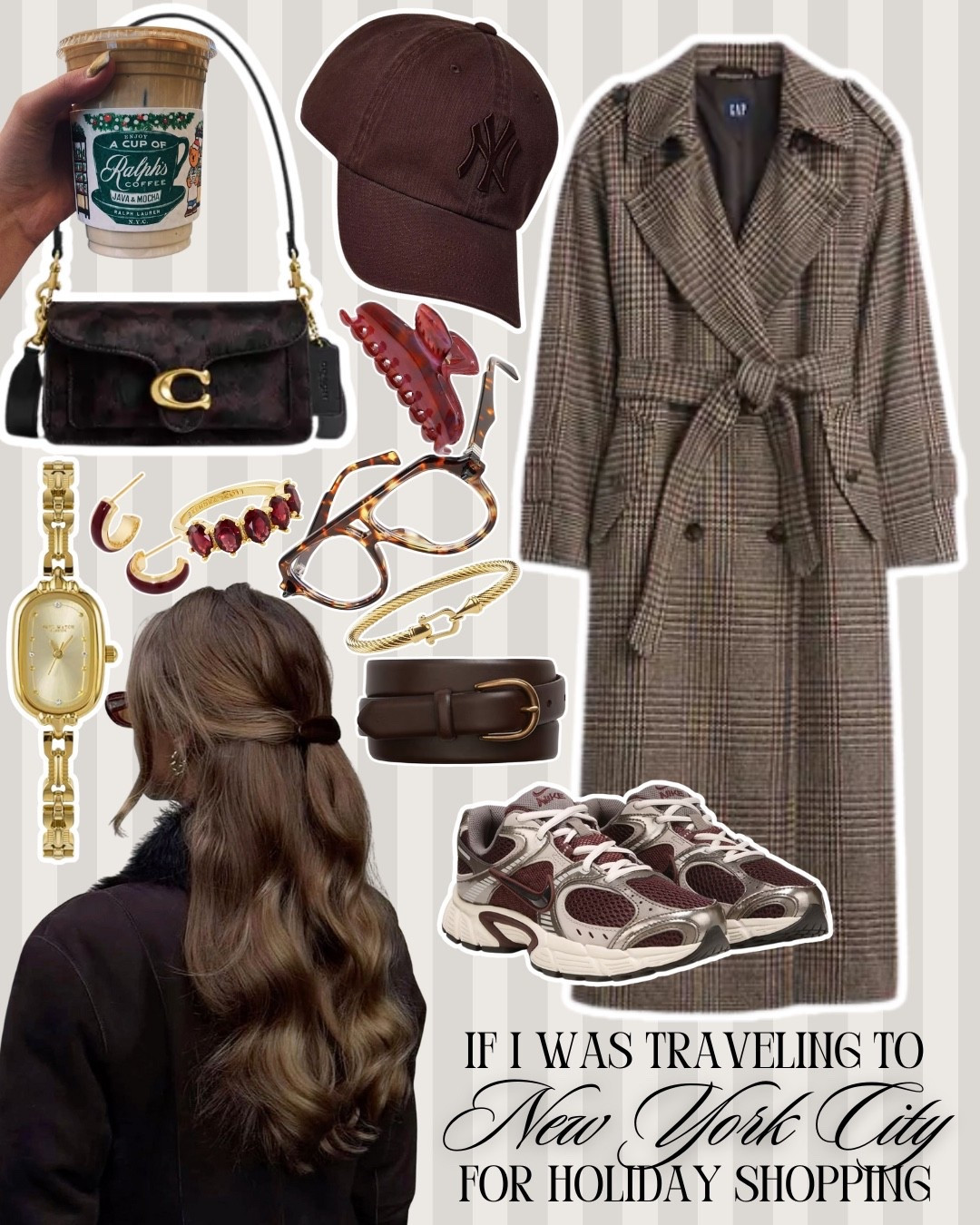 what id wear to visit NYC for a quick holiday shopping trip ✈️ featuring Nike V5 RNR shoes, Kendra Scott burgundy jewels, and a stunning Coach Tabby bag in Leopard print 🐆 

#LTKTravel #LTKFallSale #LTKItBag