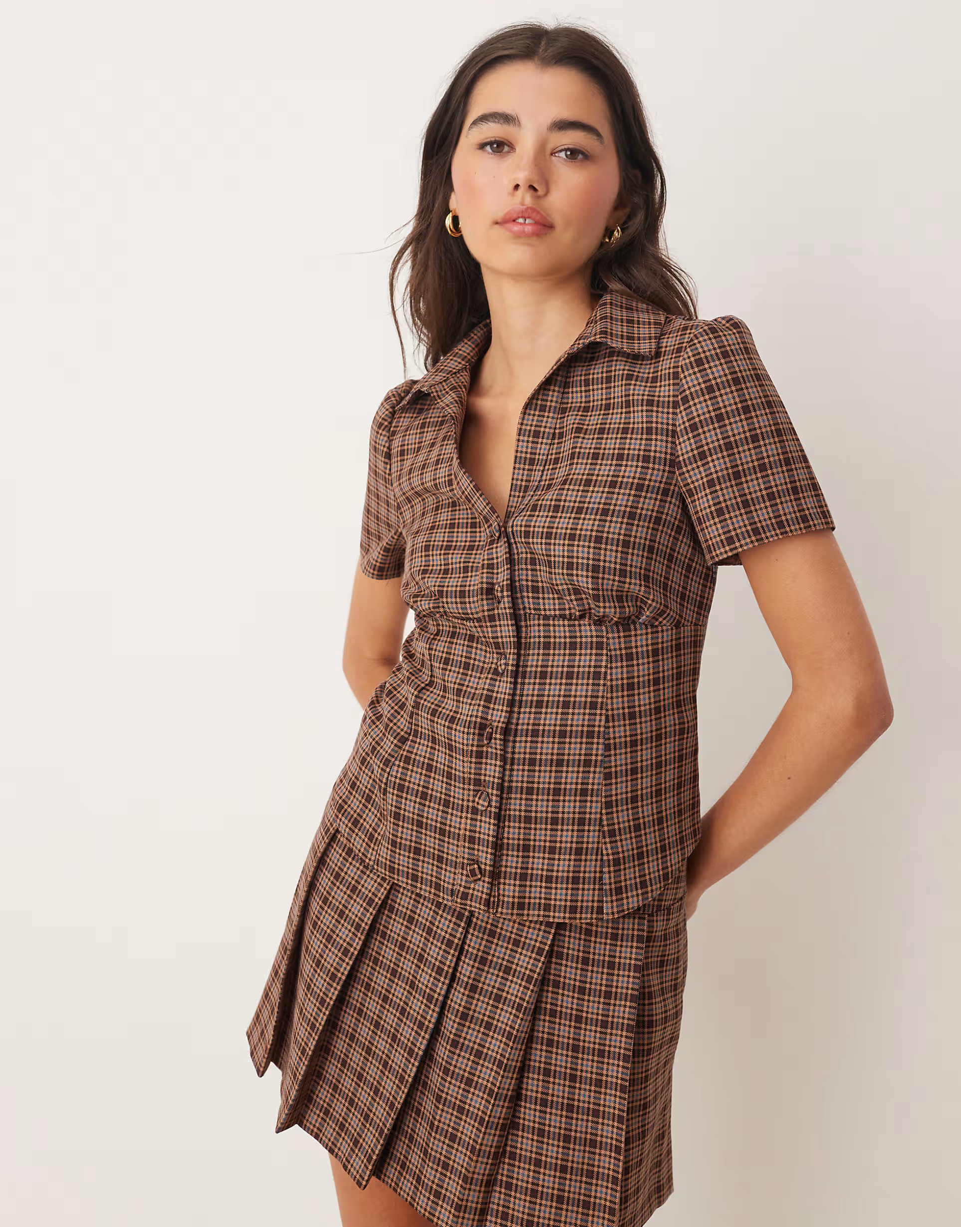Miss Selfridge tailored shirt co-ord in check | ASOS (Global)