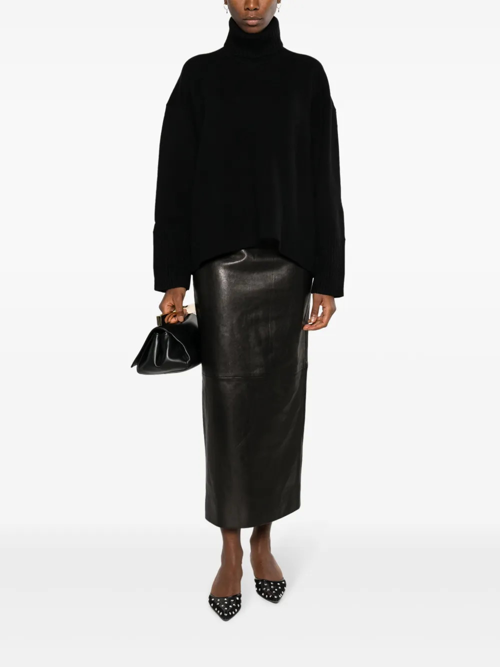 The Loxley leather midi skirt | Farfetch Global