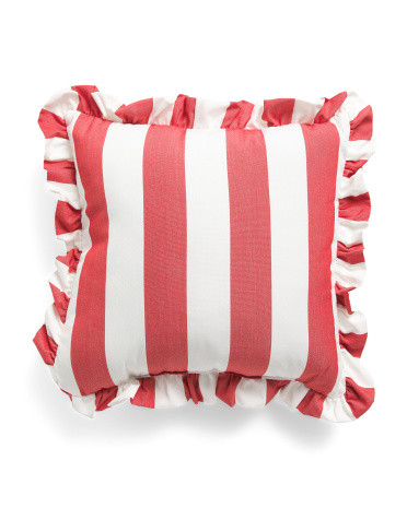 18x18 Cabana Striped Ruffle Indoor Outdoor Pillow | Polyester | Marshalls