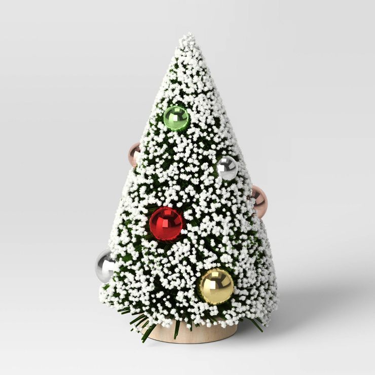 6.5" Decorated Flocked Sisal Bottle Brush Tree Green - Threshold™ | Target
