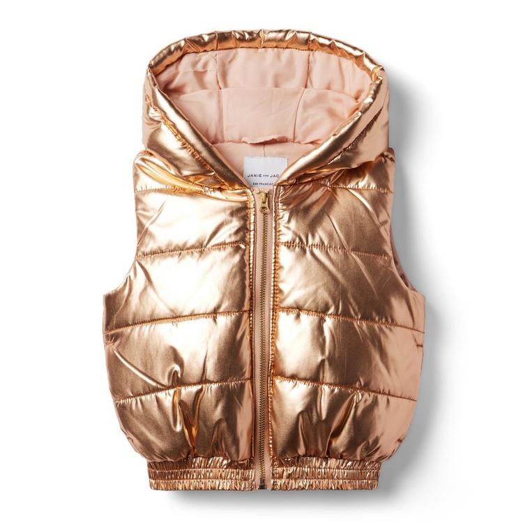Metallic Hooded Puffer Vest | Janie and Jack