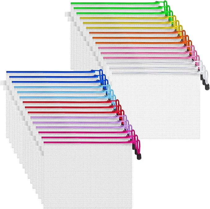 JARLINK 30 Pack Zipper Mesh Document Pouch, Waterproof File Bags, Letter Size/A4 Size, Multipurpo... | Amazon (US)