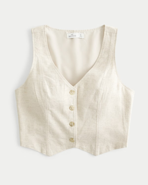 Linen Blend Vest | Hollister (US)