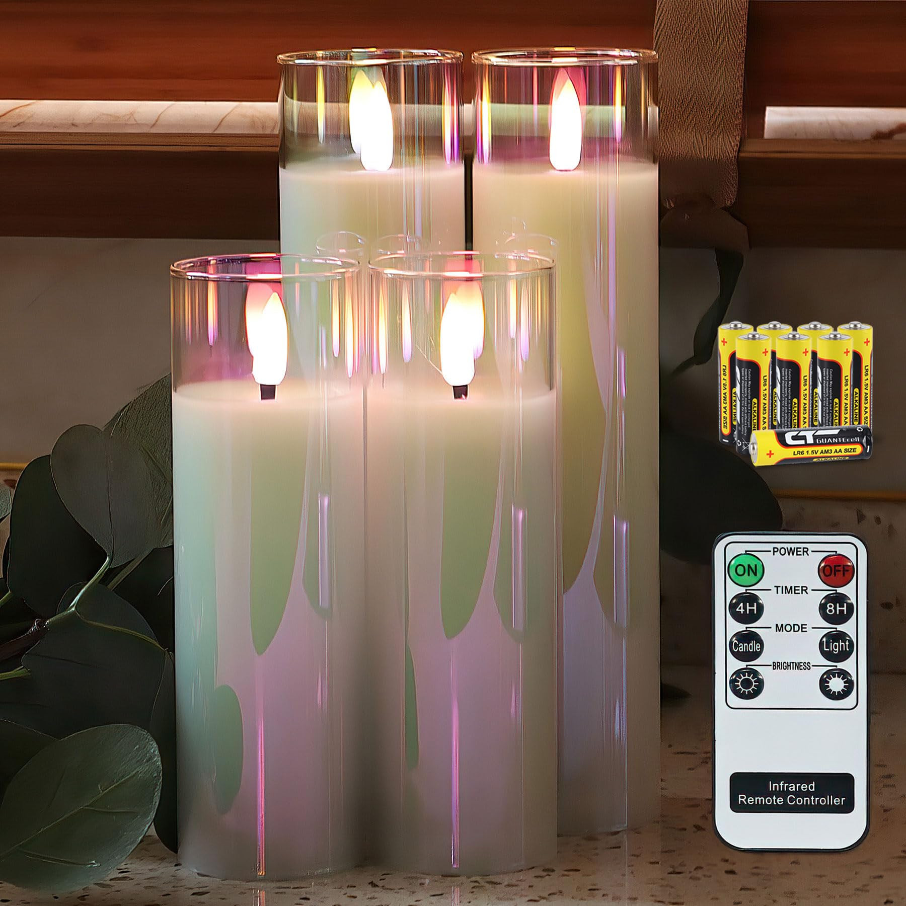 Rhytsing Glass Battery Operated LED Candles, White Slim Flameless Candles with Remote, Warm White... | Amazon (US)