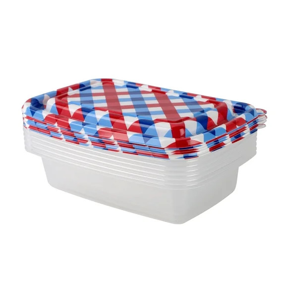 Cook With Color 12 Piece Stackable Plastic Food Storage Container Set, 1000 ml Rectangular Contai... | Walmart (US)