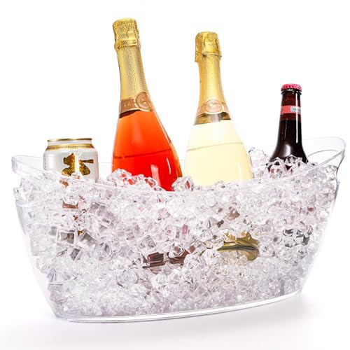 WRINGKIT Ice Bucket for Parties, Clear Acrylic Champagne Bucket with Handle, 6 Liters Beverage Ice Tub, Wine Beer Drink Buckets for Mimosa Bar, Cocktail Beer Bottles | Amazon (US)