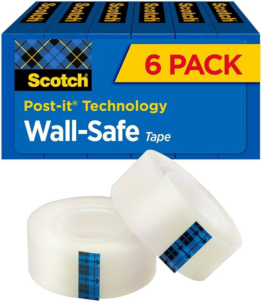 Scotch Wall-Safe Tape, 6 Rolls, Sticks Securely, Removes Cleanly, Invisible, Designed for Display... | Amazon (US)