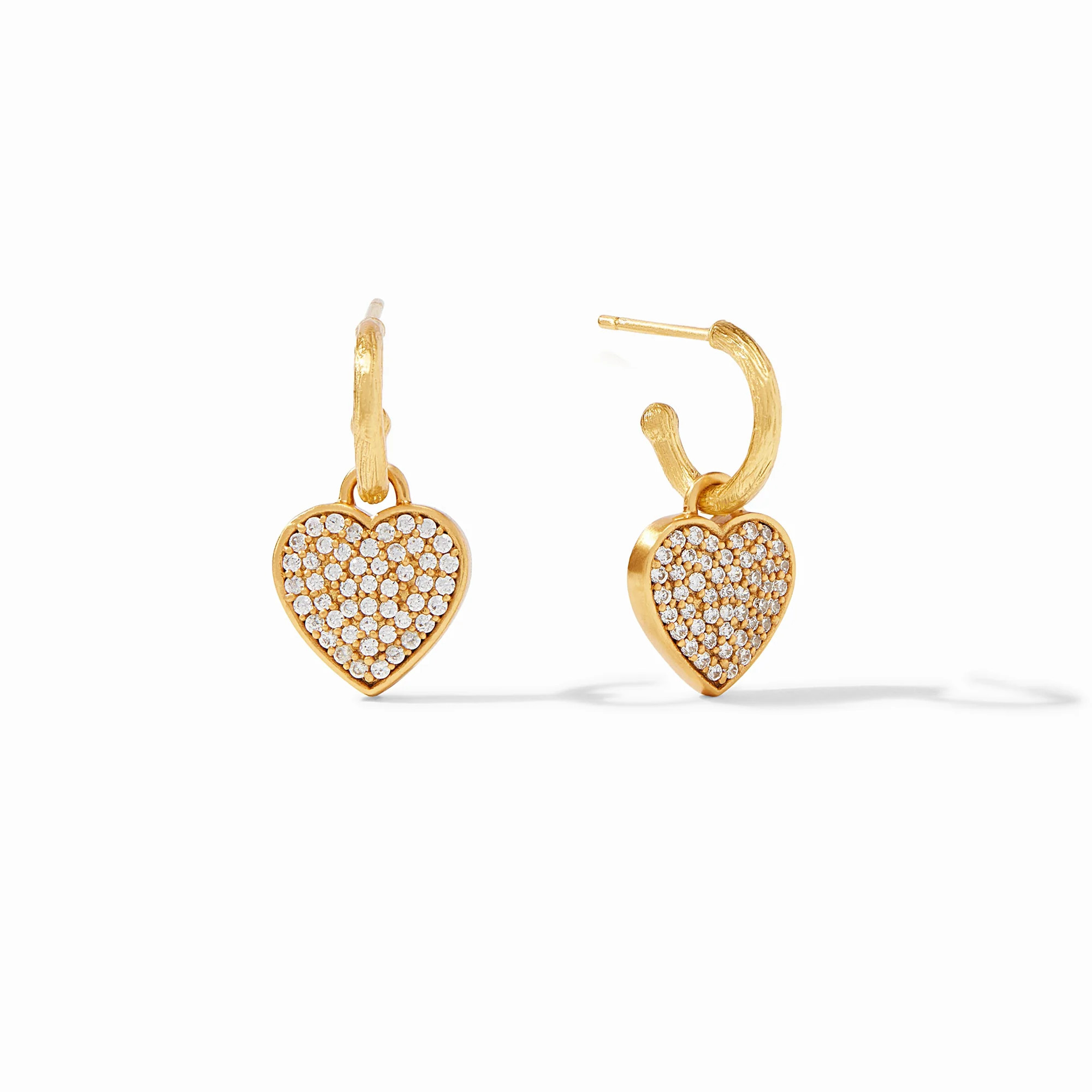 Heart Pavé Gold Hoop Earrings With Charm | Julie Vos | Julie Vos