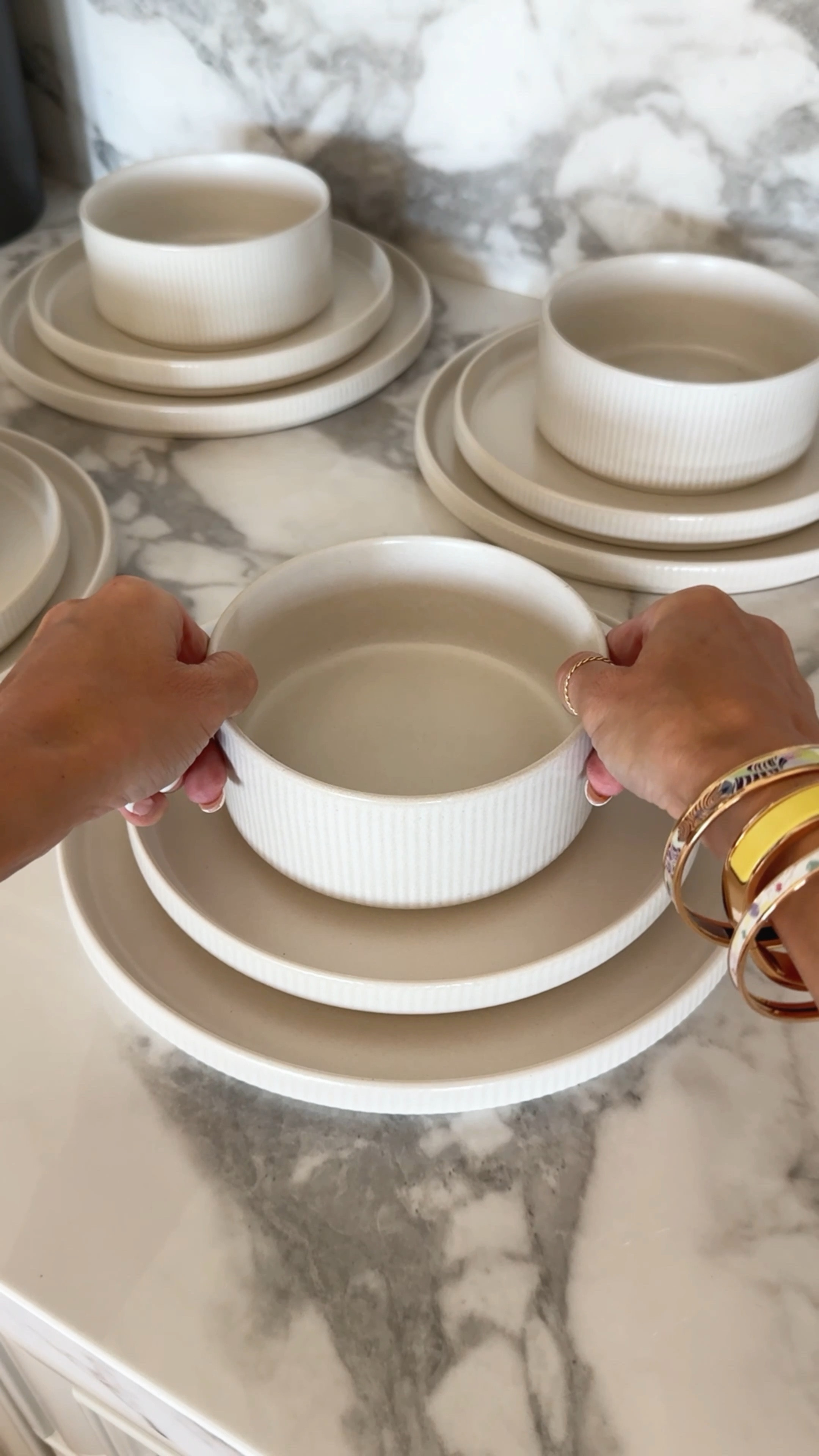 This dinnerware set is so beautiful. It is glazed stoneware that is scratch resistant and dishwasher microwave safe. This plate set will last a long time 

#LTKHome