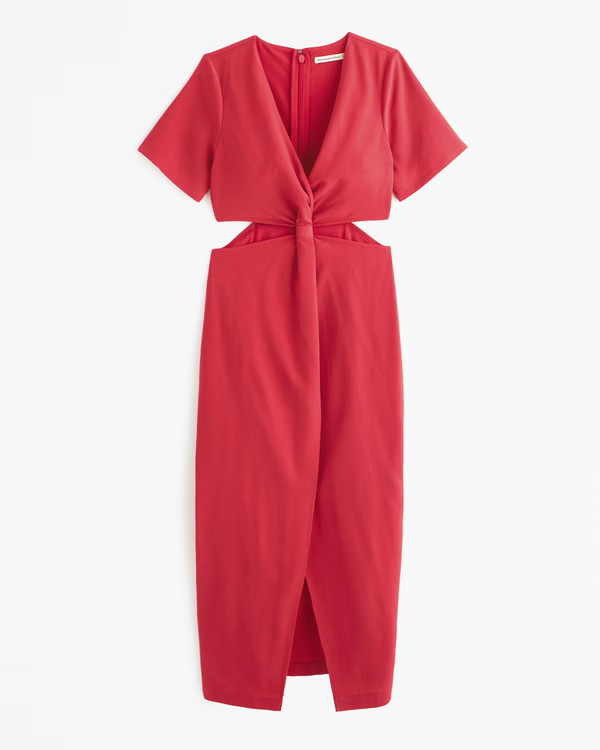 Knotted Cutout Midi Dress | Abercrombie & Fitch (US)