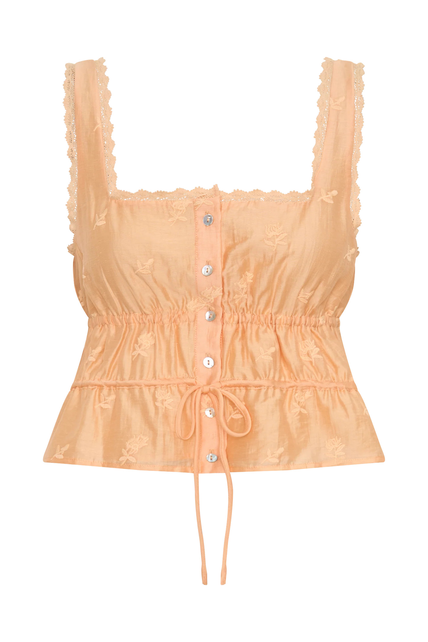 Vivian Embroidered Sleeveless Top - Orange | Meshki UK