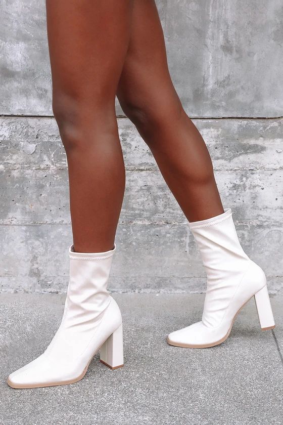Yamie Bone High Heel Mid-Calf Sock Boots | Lulus (US)
