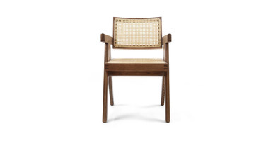 Pierre Jeanneret Rattan Teak Armchair | Manhattan Home Design
