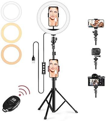 Selfie Ring Light, 10" Selfie Lights 120 LED Bulbs with Tripod Stand 18" to 63" & Cell Phone Hold... | Amazon (US)