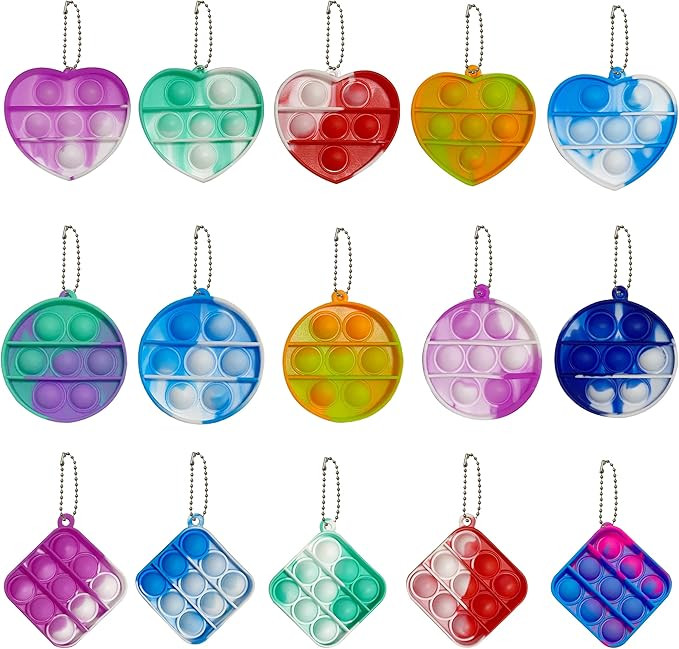 BINGLALA 15 Pcs Simple Fidget Toy Pop Fidget Toy Mini Stress Relief Hand Toys Keychain Toy Push P... | Amazon (US)