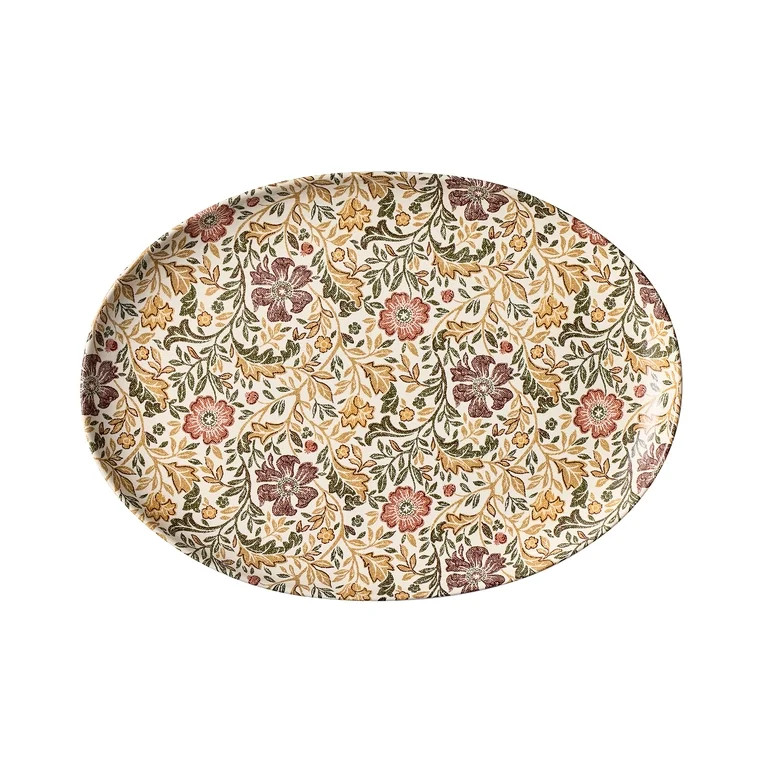 Better Homes & Gardens Edith Vine Floral Stoneware Oval Serving Platter, 16" | Walmart (US)