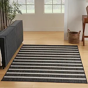Nourison Home Positano Black Ivory 4' x 6' Area Rug - Easy Clean, Non Shedding, Bed Room, Living ... | Amazon (US)