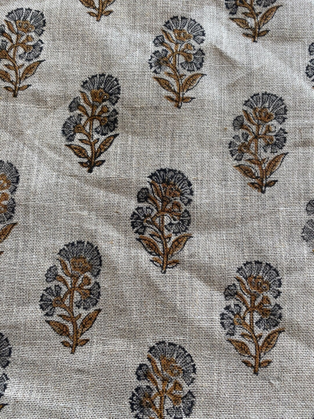 58 Inches Wide Block Print Handloom Linen Fabric - Etsy | Etsy (US)