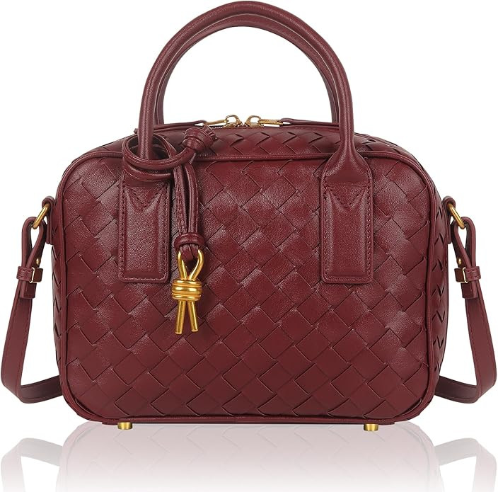 Women's Handmade Woven Top-handle Bag Fashion Leather Shoulder Handbag Crossbody Purse Woven Purs... | Amazon (US)