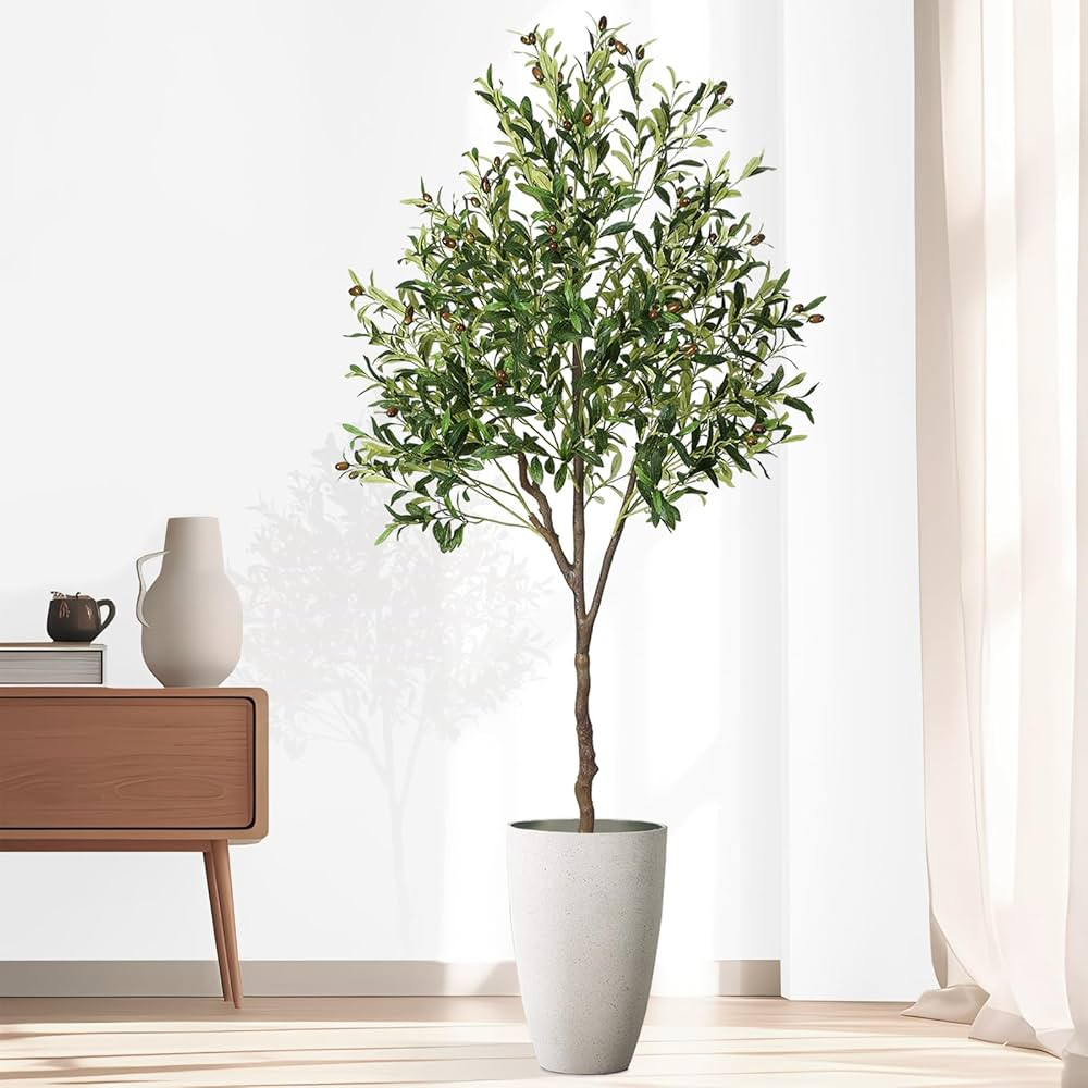 Artificial Olive Tree, 6FT Tall Fake Olive Tree, Faux Silk Plant in Pot for Home Office Decor wit... | Amazon (US)